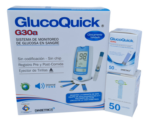 Glucometro Glucoquick G30a + 50 Tiras + 50 Lancetas + Envio
