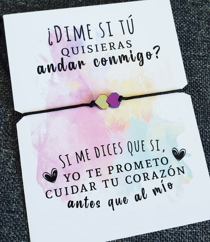 Imagen 2 de 2 de Pulsera Hilo Corazon Hematita Novios Pareja Regalo