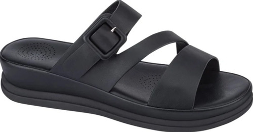 Sandalias Confort Negras Comodas Con Hebillas Antiderrapante