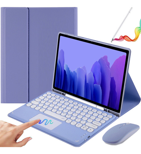 Funda C/teclado+mouse+lápiz P/galaxy Tab A7 10.4 In, Púrpura
