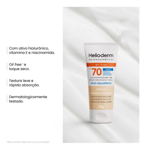 Kit 3un Protetor Facial Fps 70 Bege Claro 50g - Helioderm