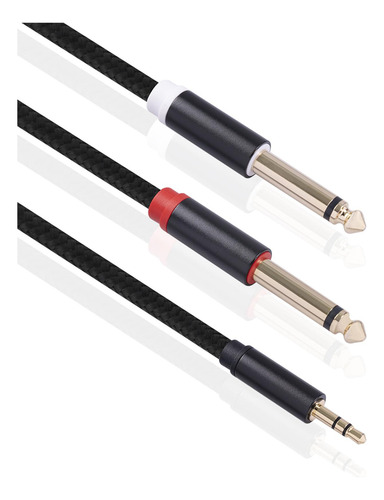 De 3,5 Mm 1/8 Trs A Doble 6,35 Mm 1/4 Ts Para Tarjeta De 1m