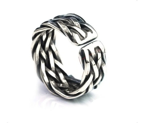 Anillo De Plata 925 Tejido Ajustable Hombre Mujer Trenzado