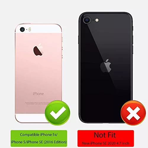 Compatible con iPhone 5S 5 SE 2016 5SE Funda tipo cartera y protector de  pantalla de vidrio templado, funda con tapa para tarjetero, fundas para