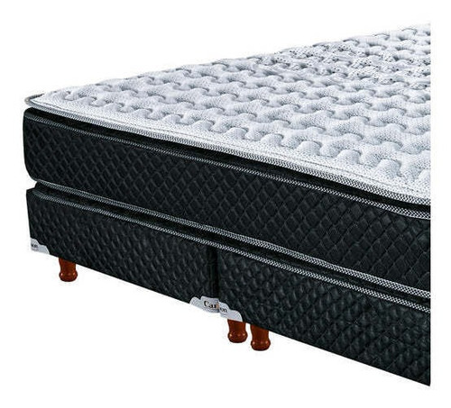 Imagen 2 de 4 de Sommier Cannon Resortes Doral Pillow Top King de 200cmx200cm negro y blanco con base dividida