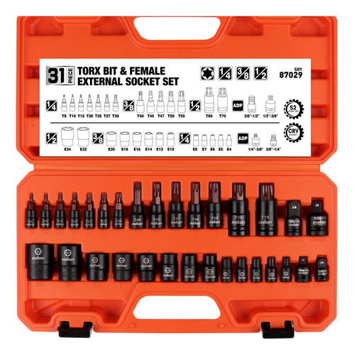 Horusdy Juego De 31 Piezas De Dados Torx Y Hembra Externos |