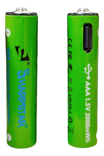 Pack 2 Pilas Aaa Litio Recargables Puerto Usb