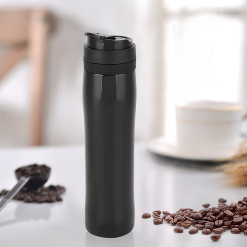 Cafetera Portátil Negra De Acero Inoxidable
