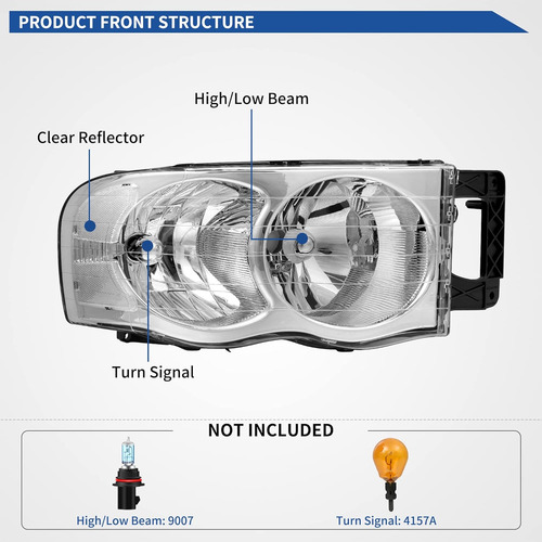 Conjunto De Faros Delanteros Halógenos Compatible Con Ram 1
