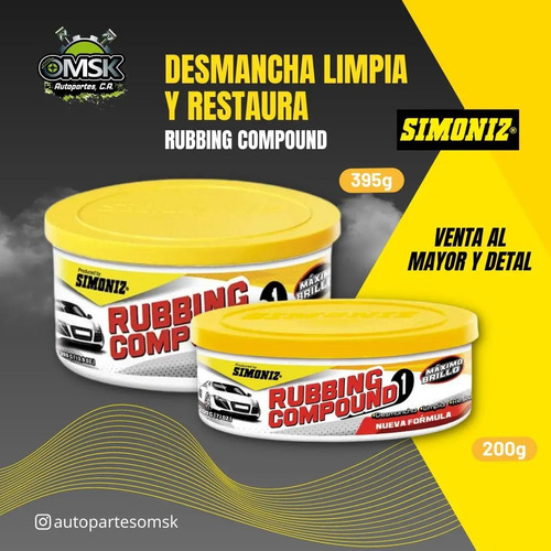 Simoniz Rubbing Compound 395gr Envase Plast