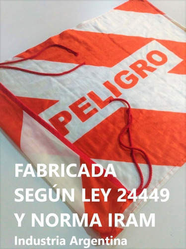 50 Banderas De Peligro 50 X 70 Cm Reforzada Vial Ley 24449