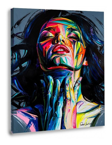 Cuadro Moderno Graffiti Pop Art Abstracto Rostro Colores Mujer En Canvas Artistico Con Bastidor Materiales De Calidad 
