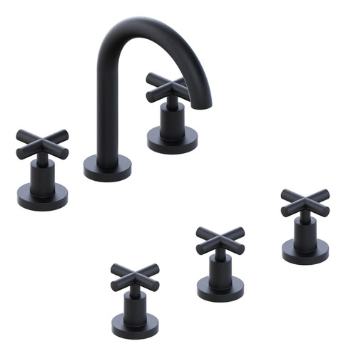 Griferia Combo Lavatorio/bidet Hidromet Sun Cruz Black Negra