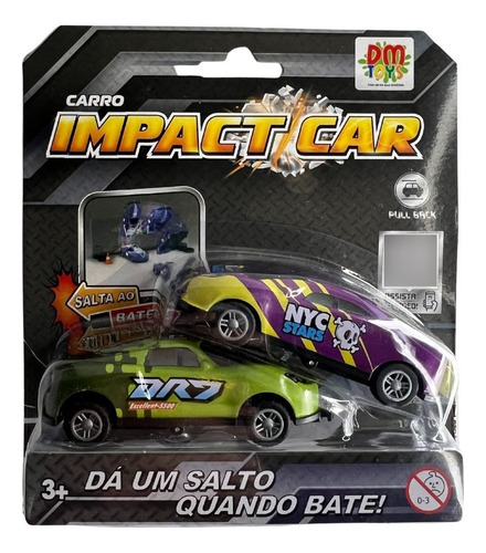 Kit 2 Carrinho De Fricção Impact Car Bate E Vira Cambalhota Cor Dmt6298