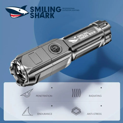 Original Super Lanterna Laser Flash Tática Smiling Shark