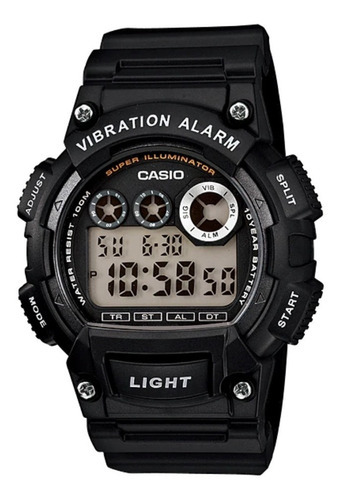 Reloj Caballero Casio W735 Azul - Alarma Vibratoria - Led Color de la correa Negro