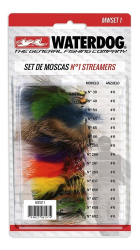 Set De 15 Moscas Waterdog Set N°1, Streamers Anzuelos N° 6.