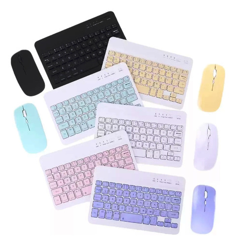 Kit Teclado Recargable + Mouse Bluetooth Inalambrico Negro Negro