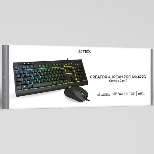 Kit Teclado Y Mouse Acteck Creator Aurean Pro Mk477g Usb Led