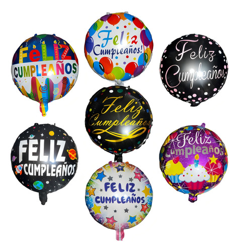 150 Globos Feliz Cumpleaños Metálicos Para Gas Helio