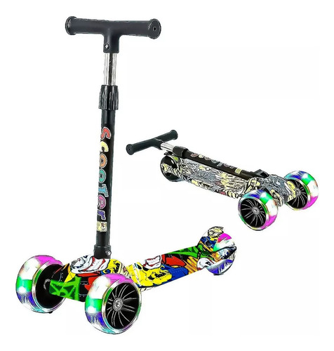 Monopatin Scooter 3 Ruedas Con Luz Led Colores Niños Bl-04