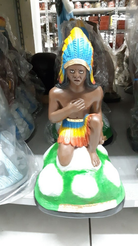 Imagem Caboclo Sete Pedreiras 20 Cm Gesso Resinado Umbanda Cor Único