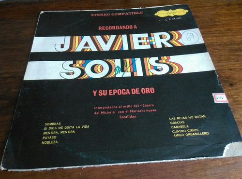 Vinilo Recordando A Javier Solís Y Su Época De Oro. Ljp