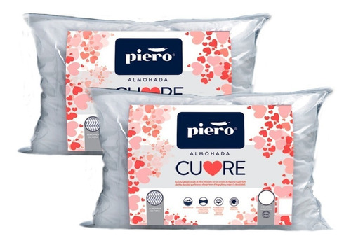 Imagen 3 de 10 de Combo 2 Almohadas Piero Cuore 70 X 40 Fibra Y Espuma