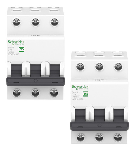 2 Mini Disjuntores Schneider 3 Polos Din 20a C 3ka