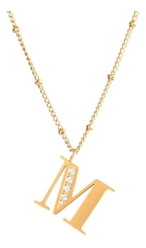 Imagen 2 de 10 de Collares Mujer Inicial Letras Baño Oro 18k Zirconias Luckyly