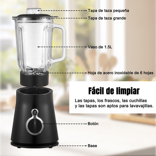 Licuadora Profesional 900w 6 Cuchillas Jarra 1.5l Smoothies