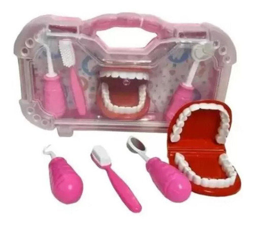 Kit Dentista Infantil Brinquedo Maleta Rosa Pakitoys