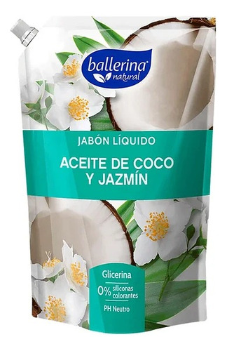 Jabon Liquido Ballerina Aceite De Coco Y Jazmín Pack X2