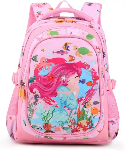 5 unids/set mochilas escolares para estudiantes, mochila ligera y linda  para niñas (rosa)