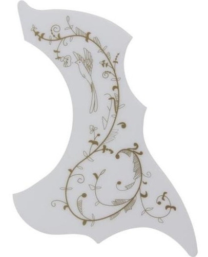 Imagen 1 de 1 de Mica Para Guitarra Blanca Con Diseño Floral Tipo Bota Doble 