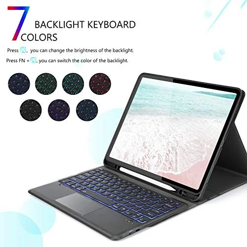 Bluetooth Caja Del Teclado Retroiluminado Ratón Touchp...