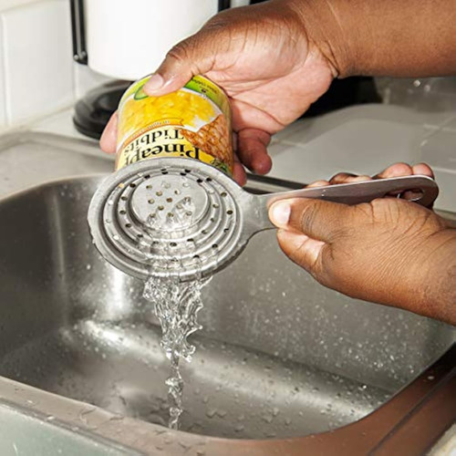 Colador De Latas De Acero Inoxidable Con Mango Plateado