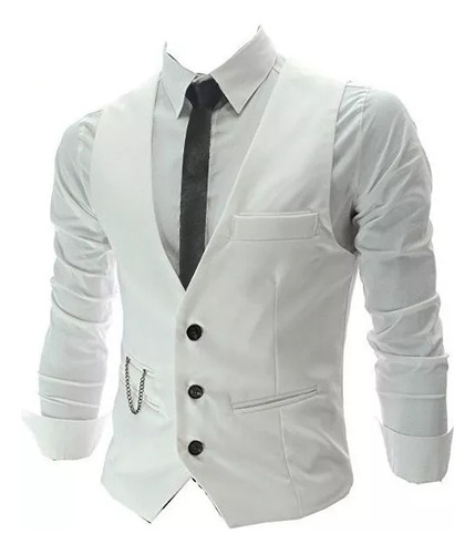 Chaqueta Slimfit, Chaleco, Cadena De Camisa, Elegante, Casua