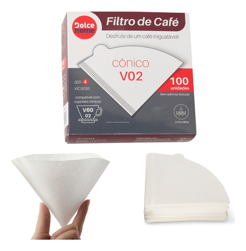 Filtro De Papel Para Café V60--02 Pacote 100 Un - Dolce Home