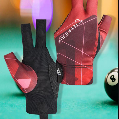 4 Guante De Billar De 3 Dedos, Guante Deportivo Negro Rojo