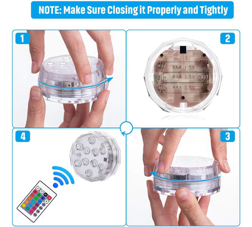 Luces Led Sumergibles Impermeables De 8 Piezas Con Control R