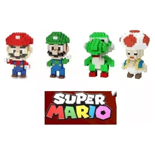 Set 4 Mini Bloques Mario Bross Figura 3d Armable