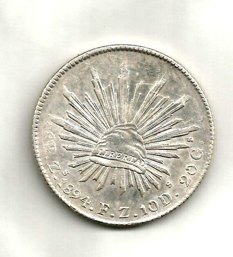 Moneda De 8 Reales Flor De Cuño Zacatecas 1894