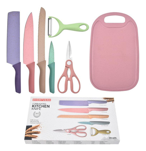 Juego De 6 Cuchillos De Cocina Coloridos  Calidad Premium,