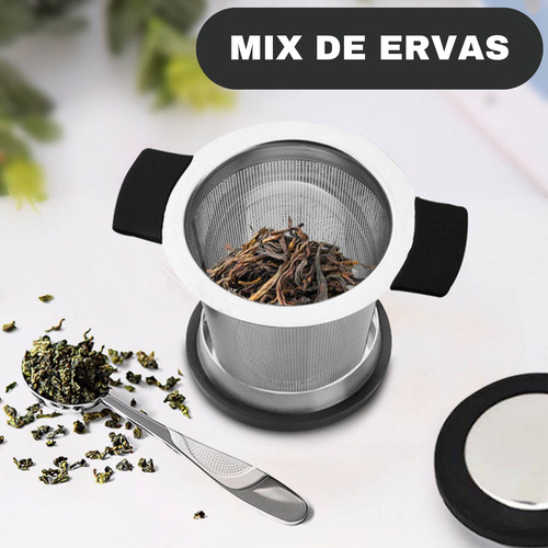 Infusor De Chá Coador Em Aço Inox Com Alça Silicone