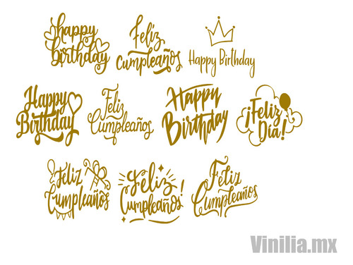 Viniles Cumpleaños Happy Birthday Para Globos Madera Caja