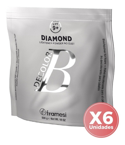 Imagen 1 de 6 de Kit X6 Polvos Decolorante Diamond X500grs Framesi Decolor B 