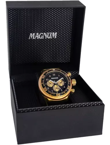 Relógio magnum masculino - ma34012p - dourado com pulseira de