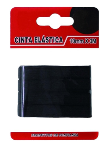 Pack 4 Elástico Negro Plano 10mm X 3 Metros Total 12mts