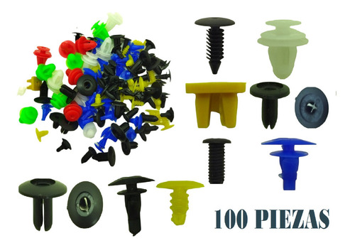 100 Grapa Clip Broche Automotriz Pvc Tablero Seguro Mixto